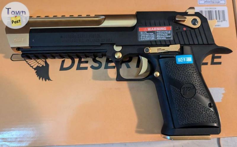 Photo of Cybergun Desert Eagle Black & Gold Airsoft Pistol Gas Blowback 